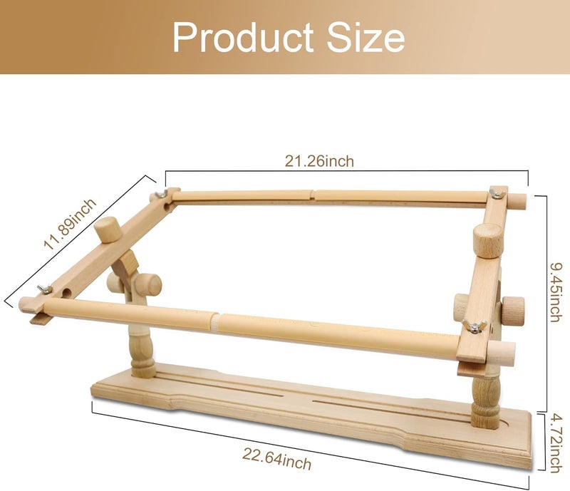 GuoFa Adjustable Beech Wood Embroidery Stand - Rotated Cross Stitch Needlepoint Holder, Quilting Tapestry Scroll Hoop Frame for Craft Sewing - Image 2